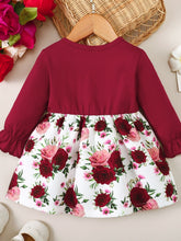 Frill Floral Round Neck Flounce Sleeve Dress OutfitFlow
